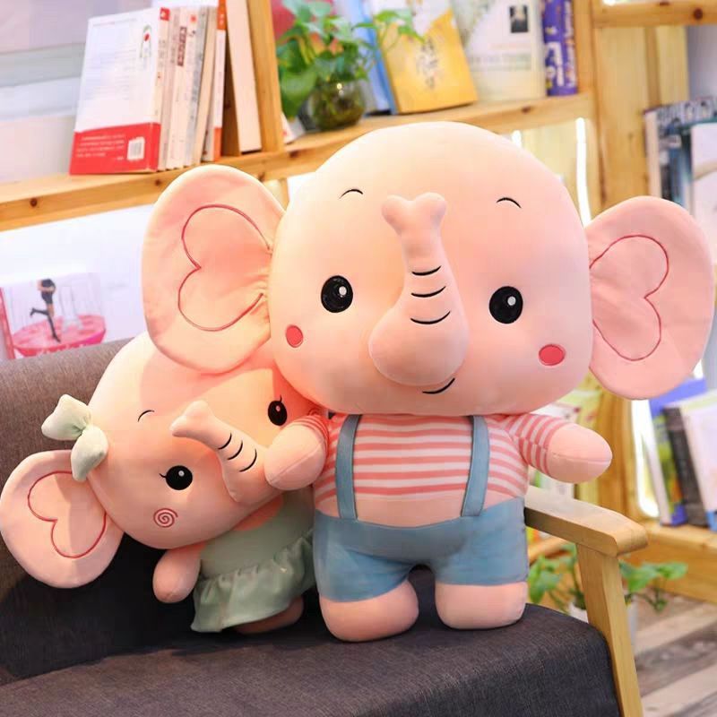 Cute Cartoon Couple Baby Elephant Doll