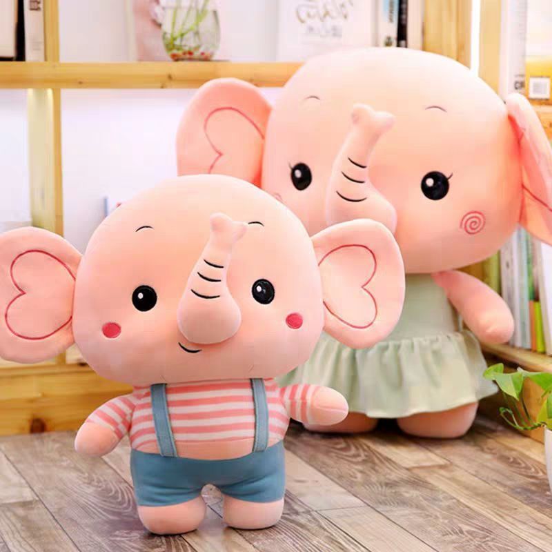 Cute Cartoon Couple Baby Elephant Doll